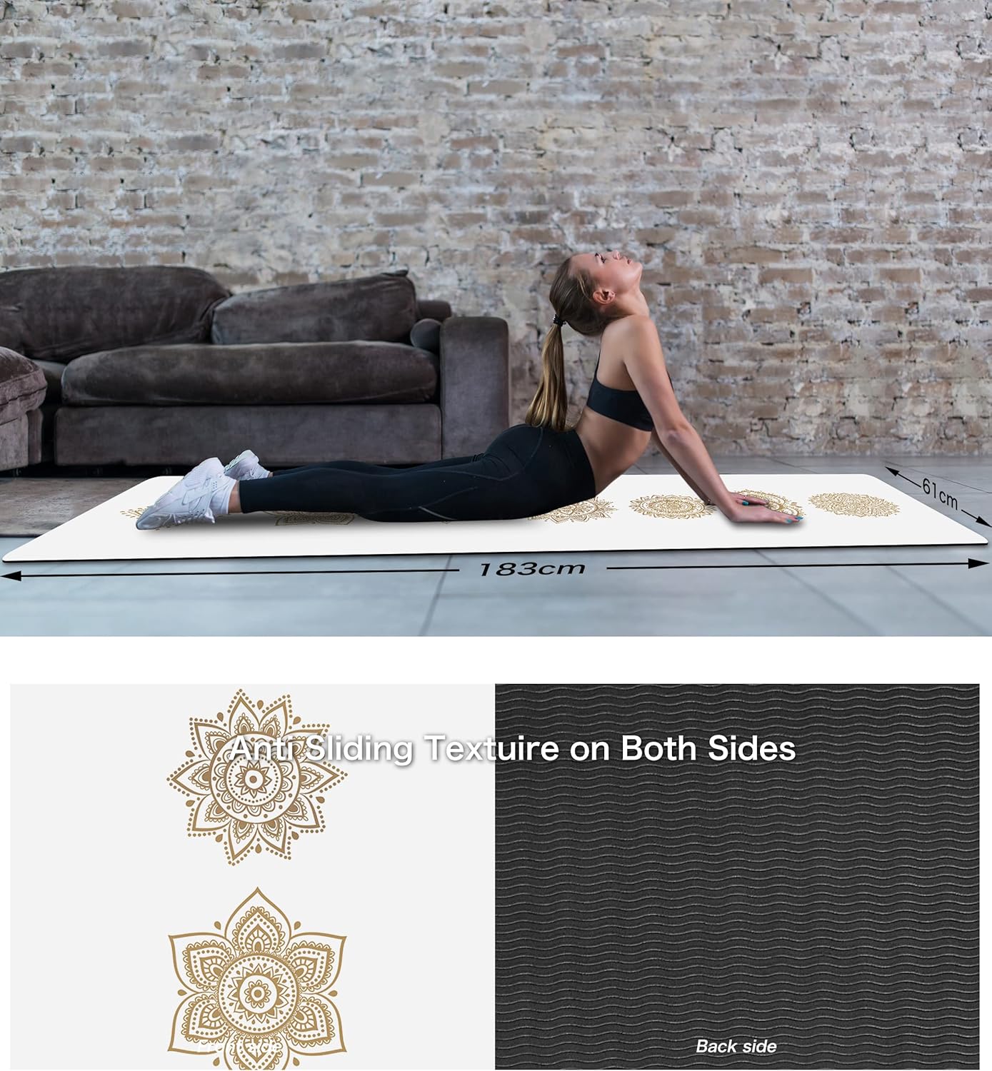 Non Slip Yoga Mat TPE Workout Mat for Men Women, Thick Workout Mat with Carrying Strap, Fitness Mats for Exercise, Yoga, Fitness, Pilates, Floor Workouts (72" x 24" x 6mm)