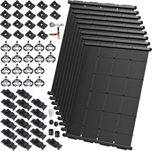 Industrial Grade Solar Pool Heater DIY Kit - Superior High-Wind Strapless Mounting System & Maximum Freeze Resistance (9-4'x12.5' / 450 Square Feet)