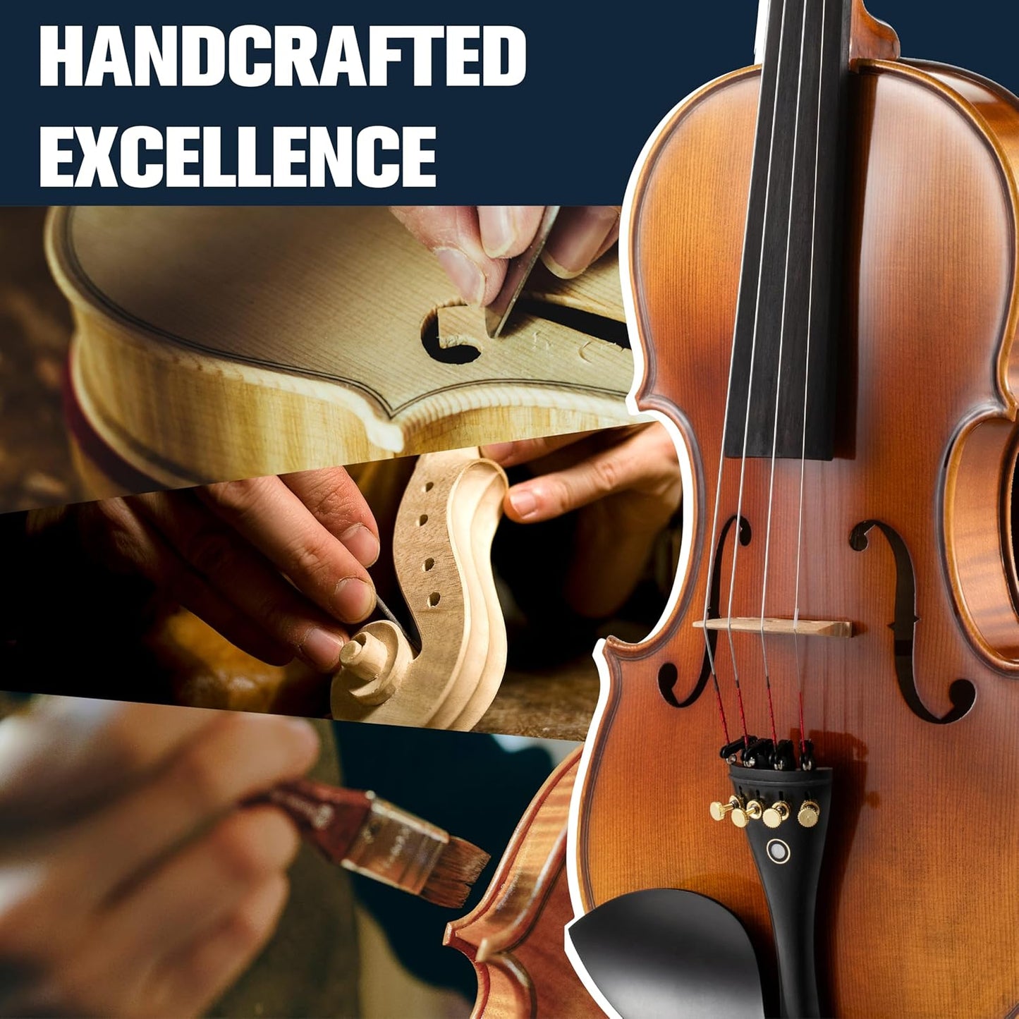 Cecilio Violin 4/4 Full Size Kit Hand Oil Rub Highly Flamed 1-Piece Back Solidwood Violin with D'Addario Prelude Strings, Size 4/4 (Full Size)