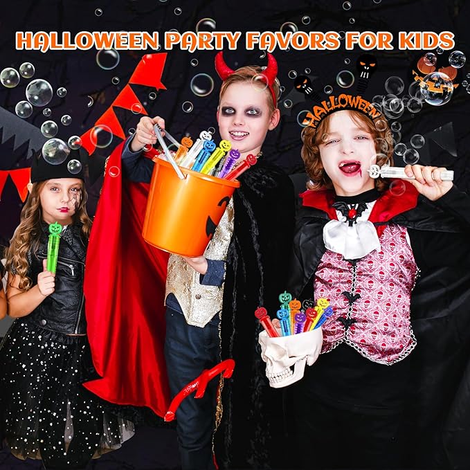 Shemira 200PCS Halloween Bubble Wands, Mini Bubbles Party Favors for Kids, Halloween Party Favors, Goodie Bag Stuffers, Classroom Prizes Gifts for Kids, Halloween Trick or Treat Toys Bulk