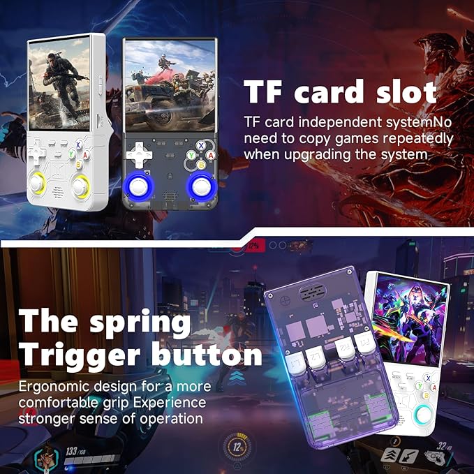 2025 New Upgrade R36ULTRA Retro Handheld Game Console with 64G Built-in 21000+ Classic Games,Portable Hand Held Open Source Linux System 4.0-in 4k HD IPS Screen Video Player (White)