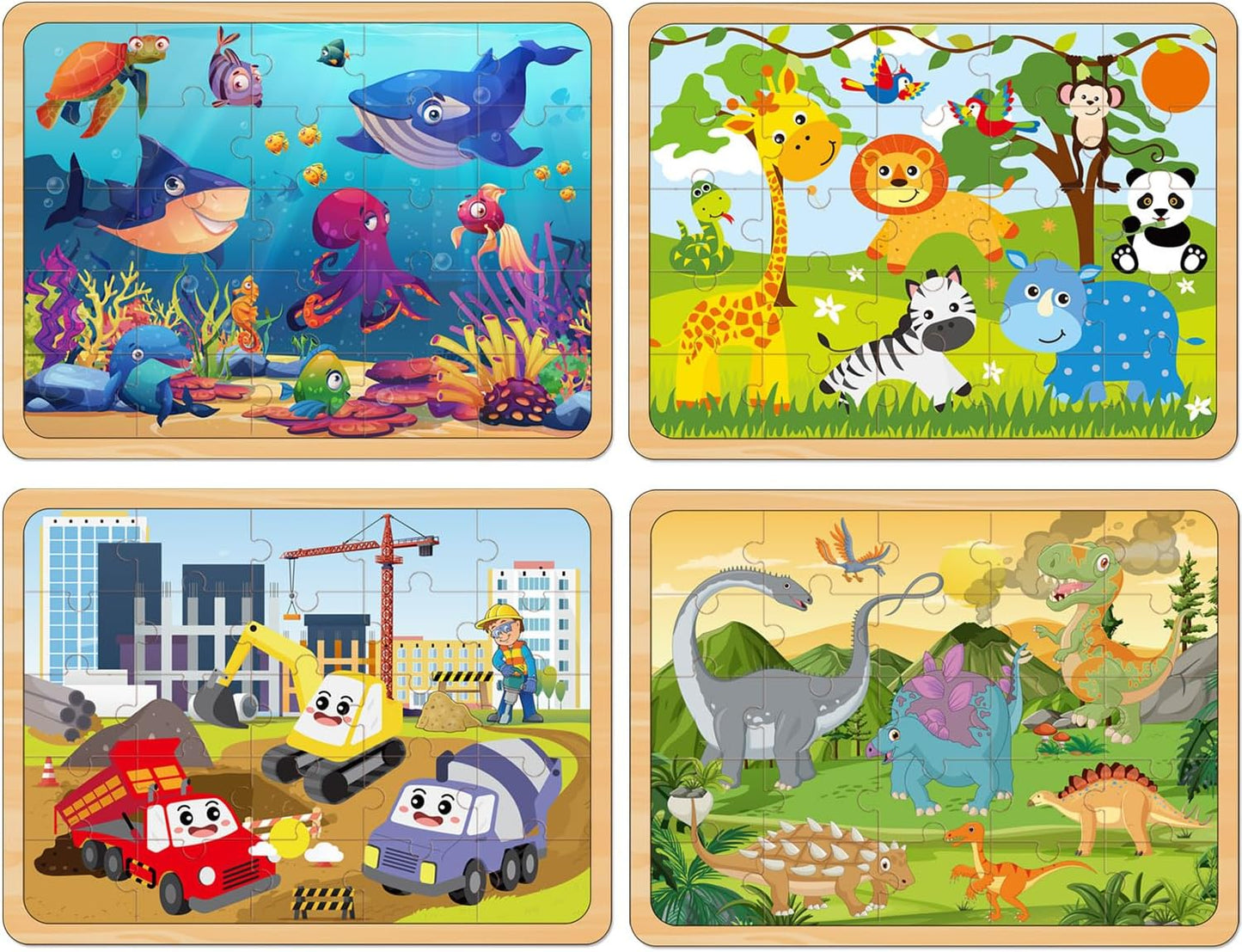 Puzzles for Kids Ages 4-6, Set of 4 Packs with 24-Piece,Preschool Educational Brain Teaser Toys for Boys and Girls 3-8 Years Old
