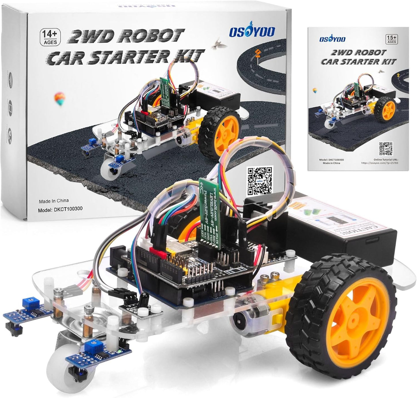OSOYOO 2WD Robot Car Starter Kit for Arduino, Intelligent and Educational Kit for Adults, Remote Controlled App Educational Motorized Robotics for Building Programming Learning How to Code