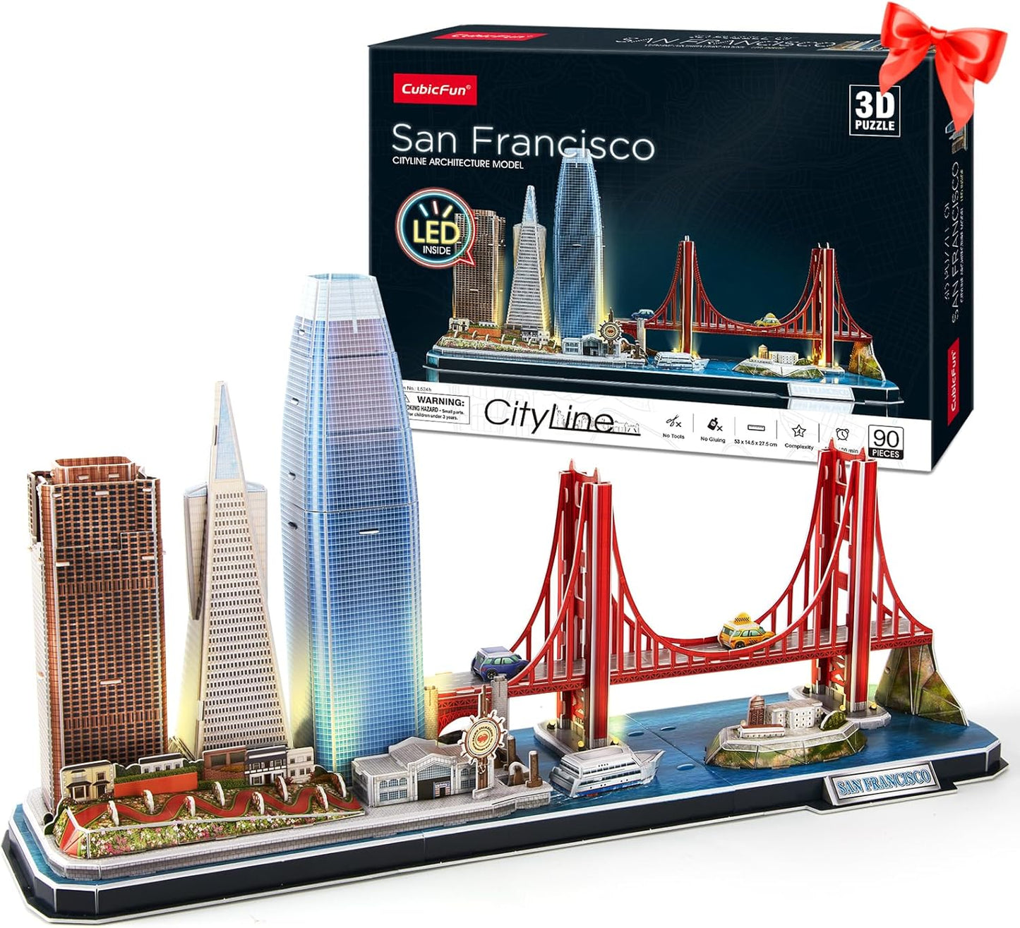 CubicFun 3D Puzzles for Kids Ages 10-14 LED San Francisco Cityline, Arts and Crafts for Kids Ages 8-12 STEM Projects for Kid Age 10-14 Gifts for 8 Year Old Toys for 10 Year Old Girls Architecture