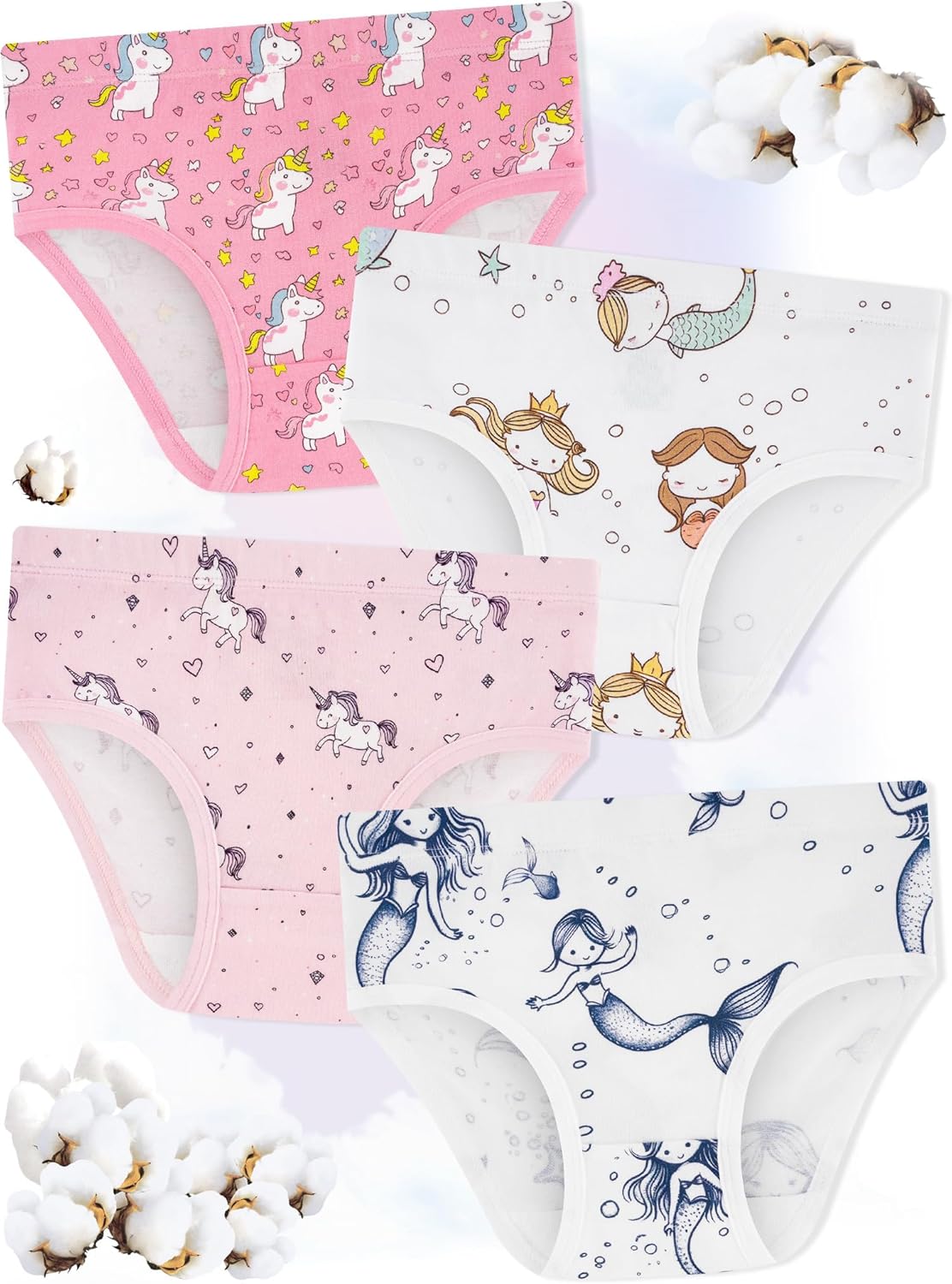 Girls' Underwear,Soft Cotton Tagless Panties for Toddlers' & Little Kids' Comfort,Breathable Briefs,8-Pack