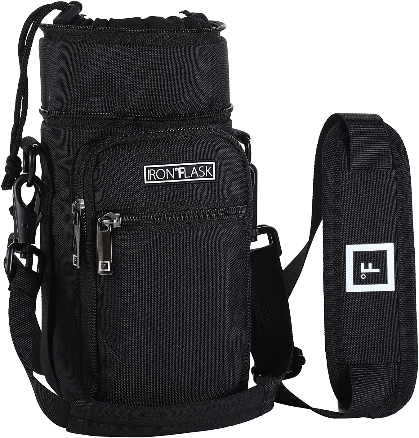 IRON °FLASK Carrier, Holder, Sleeve - Fits Insulated Stainless Steel Sports Water Bottle, Adjustable Shoulder Strap, Holder Bag Case Pouch Cover