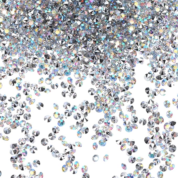 14400-Pack Acrylic Diamonds, 0.12 Inch/3mm Wedding Table Scatter Confetti Crystals for Vase Fillers/Art Craft, Acrylic Diamonds Gems [Silver AB]
