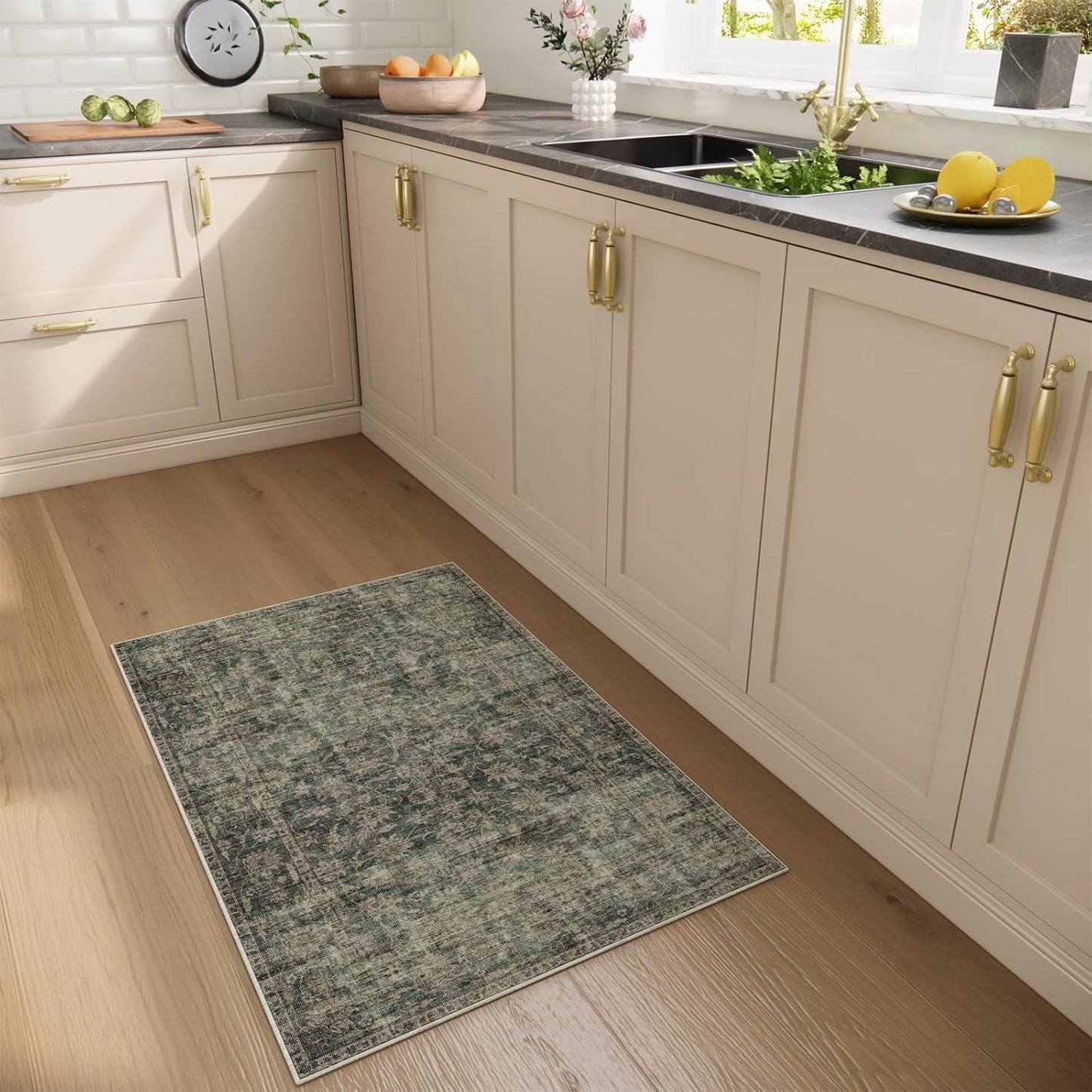 Machine Washable Throw Rugs for Entryway: Door Mat Indoor Entrance 2x3 Rug Boho Small Area Rug Non-Slip Low Pile Kitchen Rug for Front Door Indoor Entrance Entry Kids Room