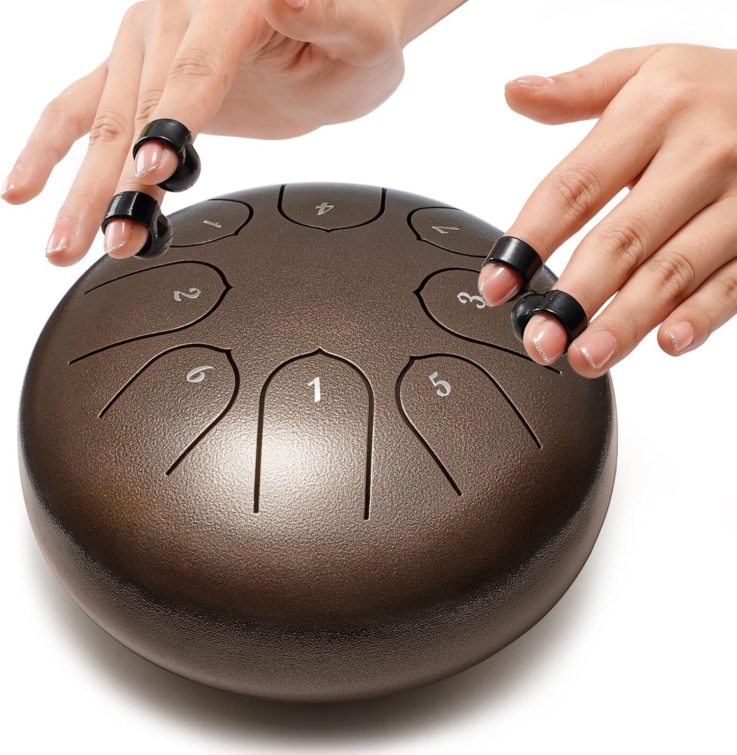 Steel Tongue Drum Percussion, 6 Inch 8 Notes Musical Instruments, Music Gifts for Family Friends (Bronze)