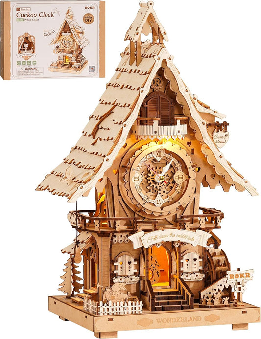 ROKR 3D Wooden Puzzles for Adults,Wooden Cuckoo Clock Model kit,435 Piece 3D Puzzles,Ideal Gift for Adults and Teens