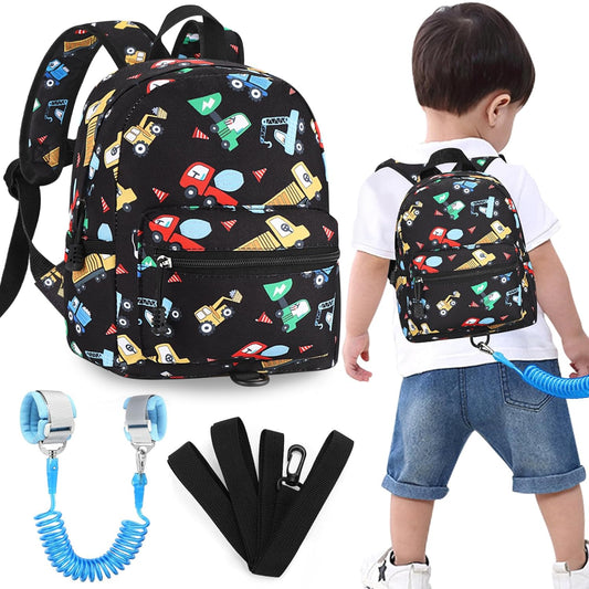 Accmor Toddler Harness Backpack Leash, Cute Excavator Kids Backpack with Anti Lost Wrist Link, Mini Child Backpack Wristband Tether Strap and Protection Leashes for Boys Aged 1-3 Years