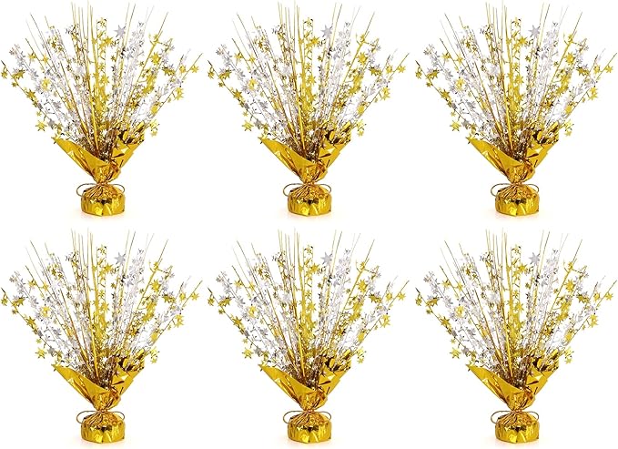 6 Pack Star Table Centerpieces for Party, Birthday Table Decorations for Kids Adults, Party Centerpieces for Tables for Wedding Baby Shower Graduation Holiday Event (Gold Silver)