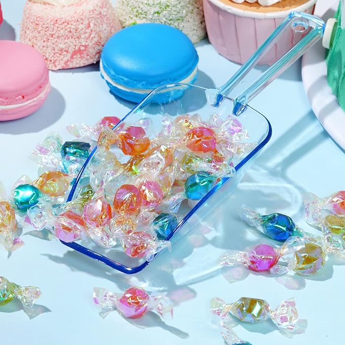 Ice Scoop Candy Buffet Containers Scoopers, Hmxpls Blue Plastic Scoop for Popcorn Cookie Candy Buckets, Podpocket Acrylic Large Scoops for Parties Wedding Bar Jars Freezer Dry Goods （6 Pack 7.5 In ）