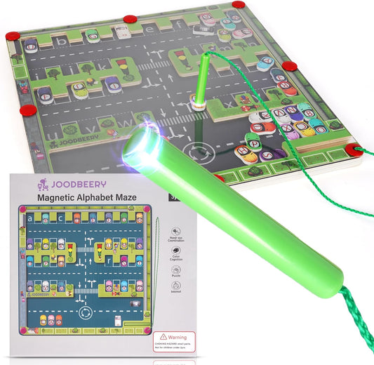 Magnetic Alphabet Maze - Wooden Magnetic Puzzle Learning Board with Pen - ABC Toys for Kids Ages 3-5 Years Old & Up, Preschool Children - Helps Develop Fine Motor Skills, Letter Recognition