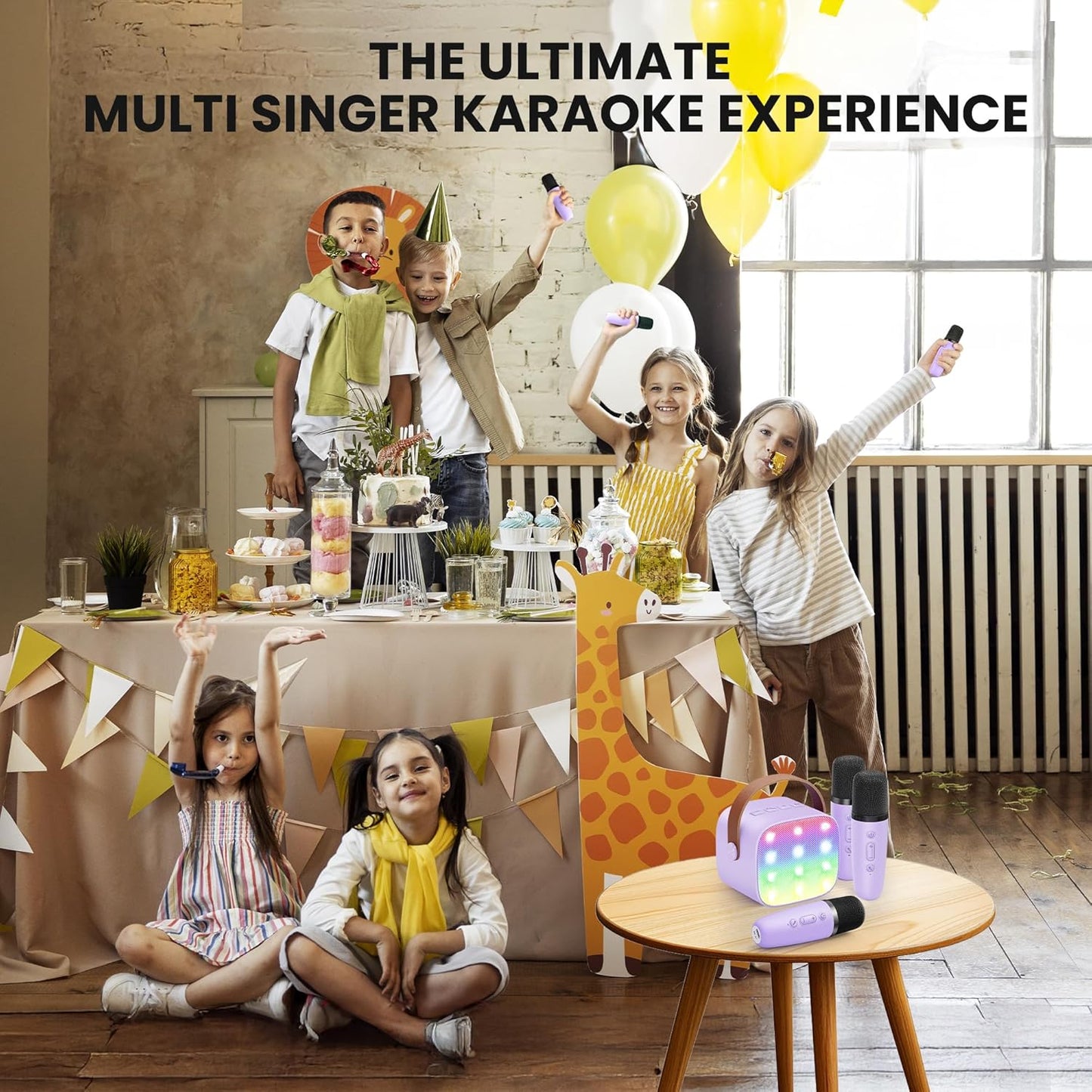 YLL Mini Karaoke Machine for Kids Adults: Portable Loud Speaker with 3 Wireless Microphones -Most Popular Birthday Party Gifts for Girls Boys 3, 4, 5, 6, 7, 8, 9, 10,11+ Year Old Toys (Purple-3 Mics)