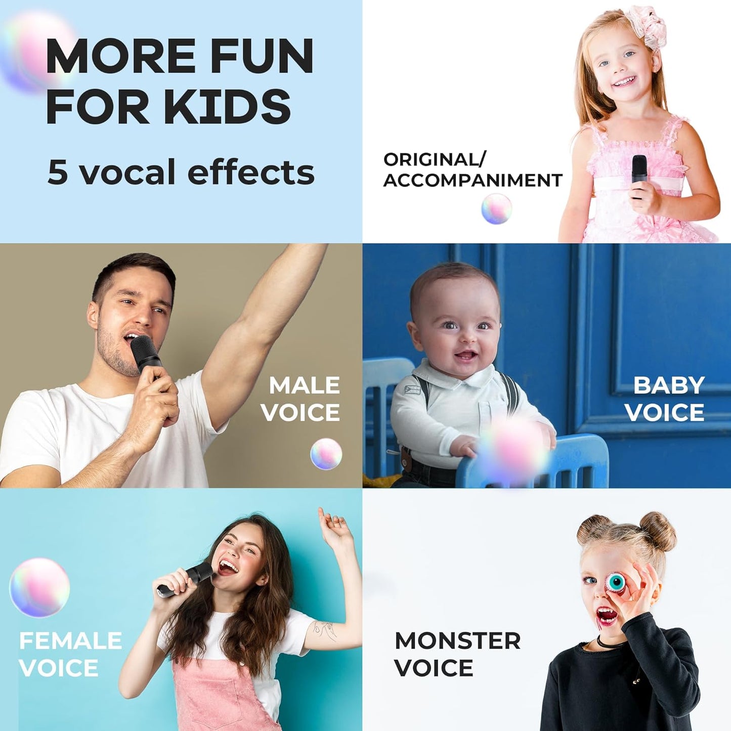 YLL Mini Karaoke Machine with 2 Wireless Microphones, TOP Kids Gifts for Girls Ages 3, 4, 5, 6, 7, 8, 9,10,11,12 +Year Old, 4-12 Years Old Birthday Toy Gift for Girls Boys Party (Black Blue)