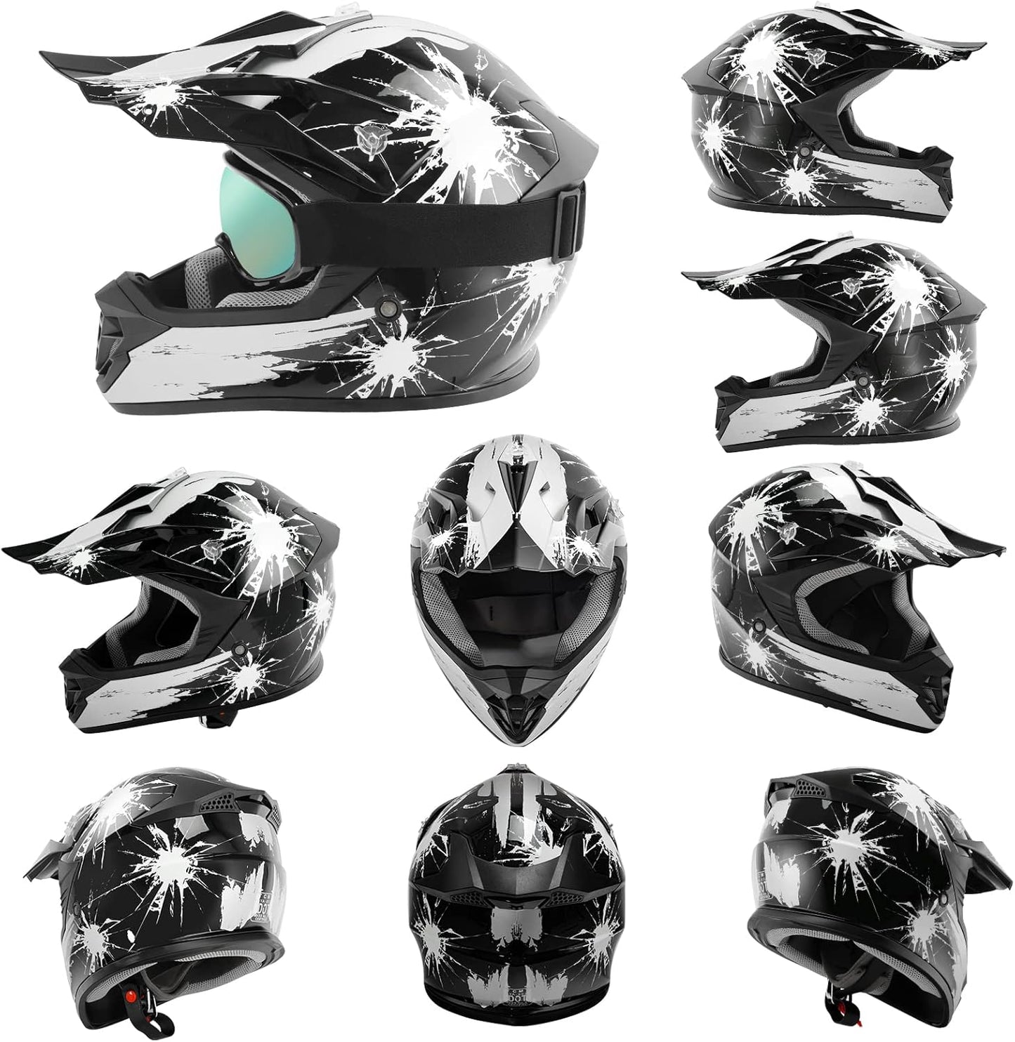 TCMT Dot Youth & Kids Motorcycle Off-Road Helmet Full Face Motocross Street Dirt Bike Mountain Bike BMX MX ATV Helmet+Goggles+Gloves New