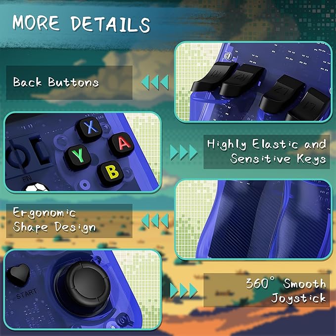 R36MAX Handheld Game Console, 40000+ Games Retro Gaming Console, 256GB TF Card Mini Retro Video Console, 4000mAh Rechargeable 4.0" IPS HD Screen Portable Pocket Arcade (Transparent Blue)