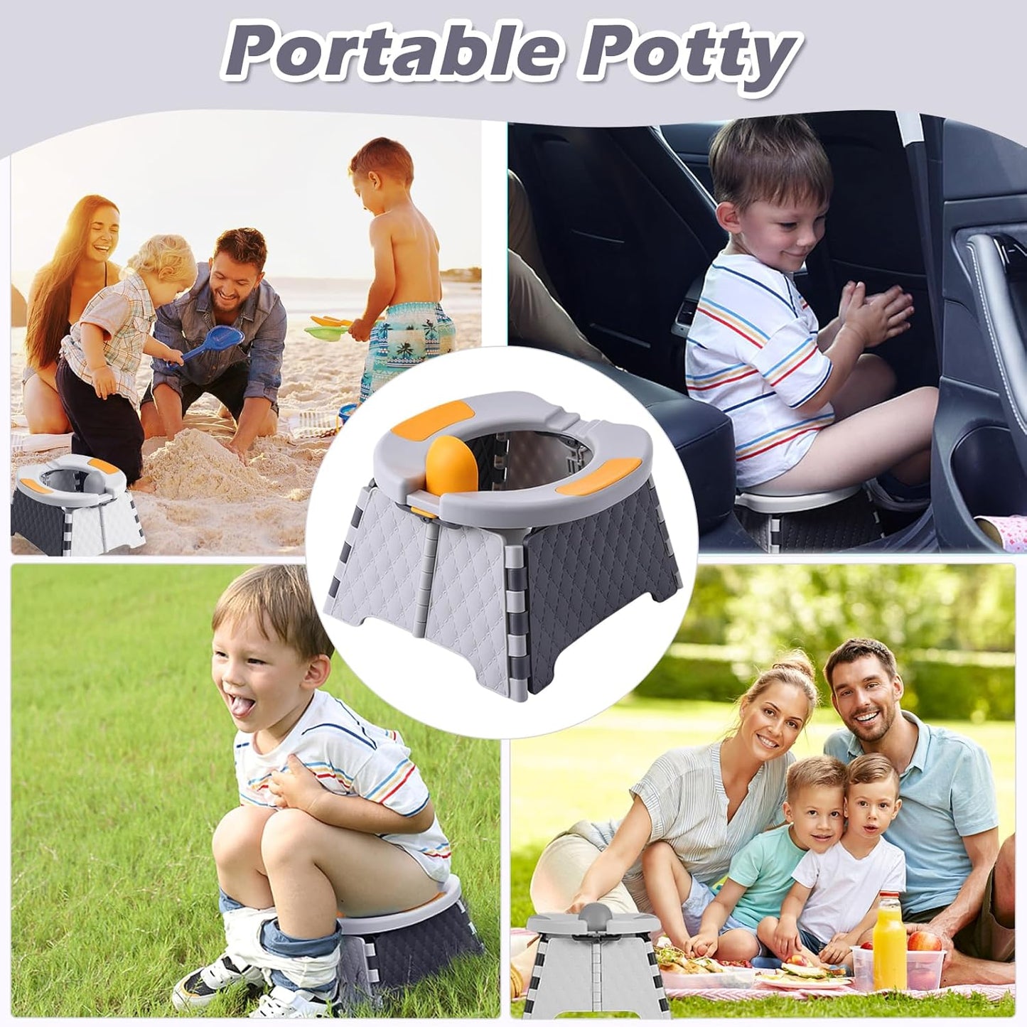 Portable Potty for Toddler Travel, Kids Travel Potty Training Chair with Travel Bag,Baby Potty Training Toilet for Outdoor and Indoor Easy to Clean(Gray) by Yszawmx, Includes 30 Replacement Bags