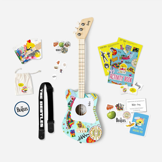 Beatles + Loog Mini Acoustic Guitar for Kids Toddler Children Ages 3+