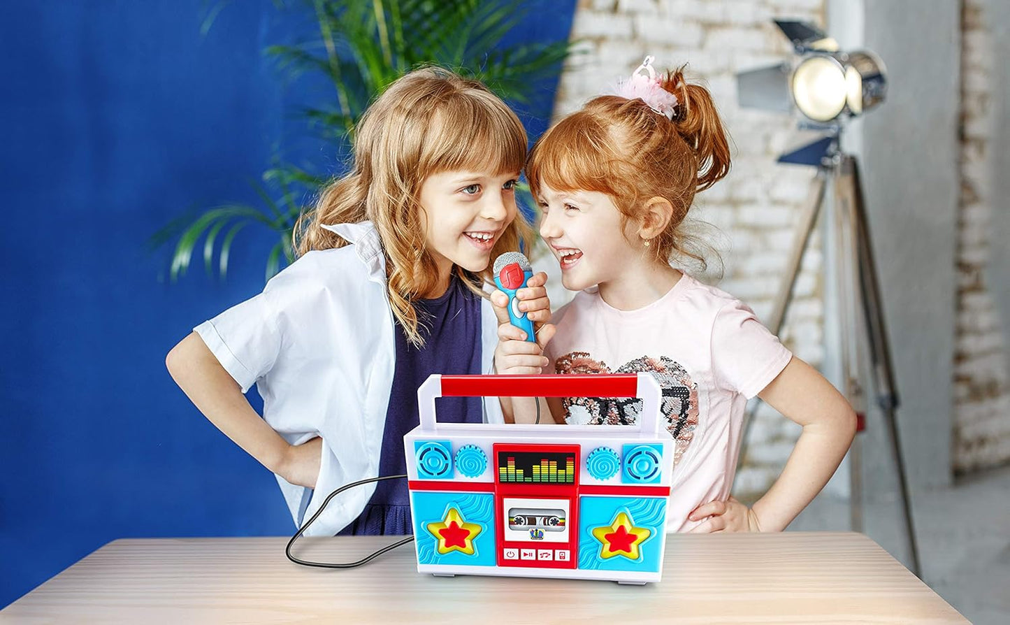 eKids Sing Along Boom Box Speaker with Microphone, Kids Karaoke Machine with Built in Music (Mother Goose)