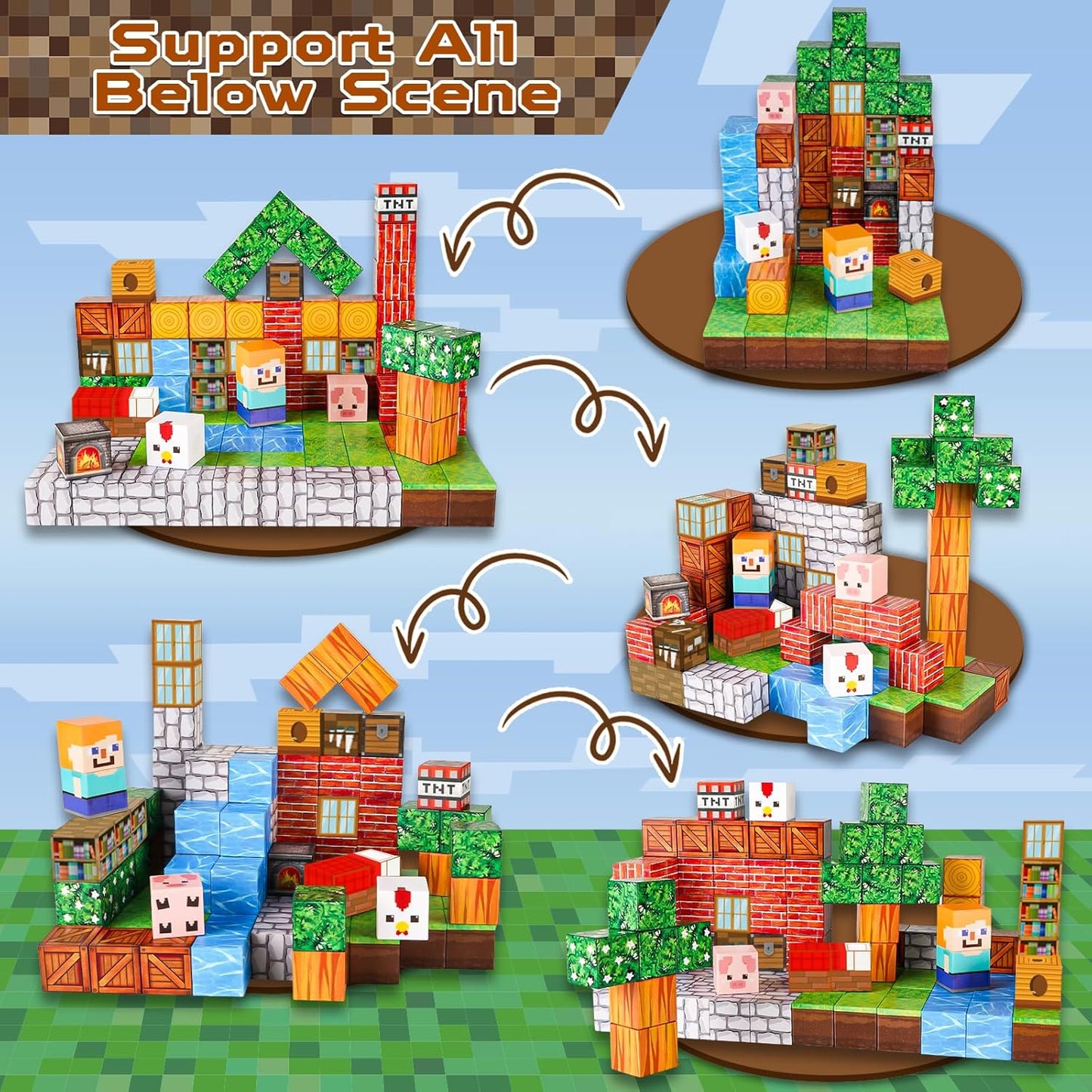 Goody King Magnetic Blocks |100PCS Magnetic Building Cube Game, Constructions Toys for Boys & Girls Age 3-4, 5 6 7 8 9 10, STEM Montessori Stacking Toy, Sensory Tiles Building Birthday for Toddlers