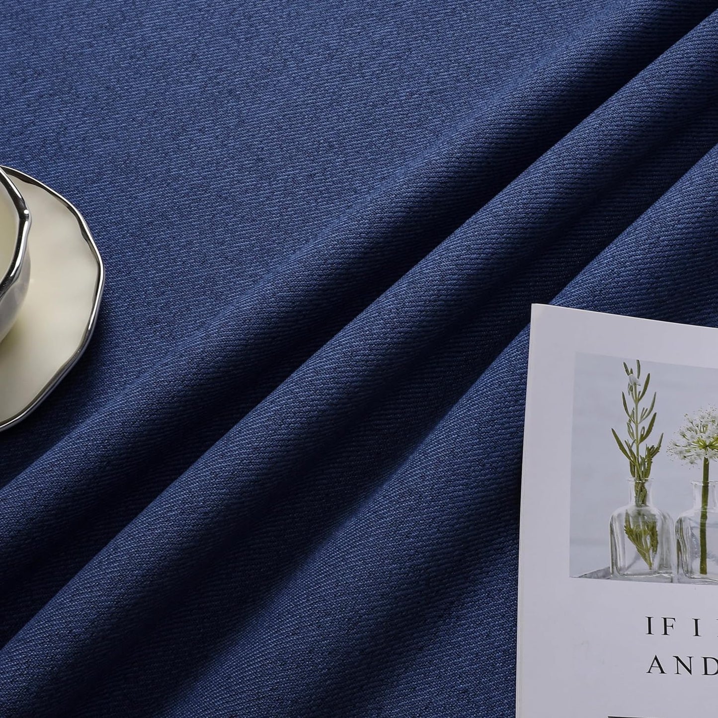 Joydeco Custom Blackout Curtains for Bedroom, Total Blackout Curtains Back Tab & Rod Pocket, Solid Thermal Insulated Window Drapes Luxury Decor for Living Room 1 Panel (Custom Size, Twilight Blue)