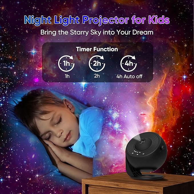 Galaxy Projector for Bedroom,13 in 1 Star Projector with Timer and 3 Button Control 360° Rotating Planetarium Ceiling Night Light Projector for Kids,Adult,Gifts,Ceiling,Bedroom Room Decor