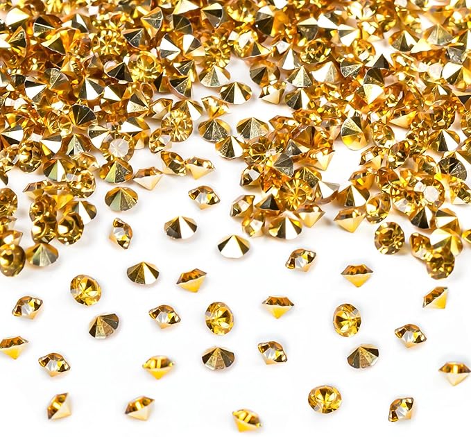 FUTUREPLUSX 28000PCS Fake Diamonds, 3mm Gold Acrylic Crystals Diamond Decorations for Vase Fillers Party Table Scatters Craft Rhinestones Wedding Decor