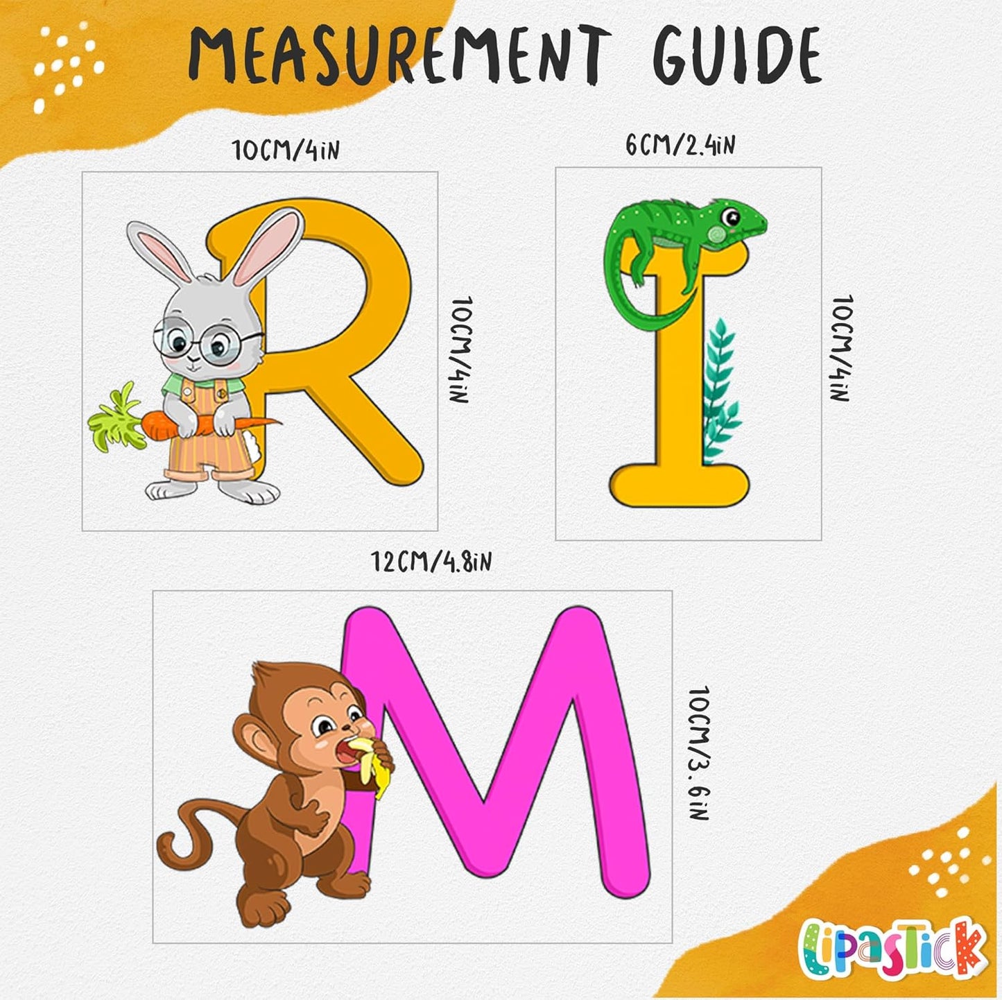 ABC Educational Wall Stickers for Kids - Animal Alphabet Wall Decals by Lipastick - Peel and Stick Letters for Boys and Girls Bedroom, Baby Room, Nursery Decor - Removable Wall Art