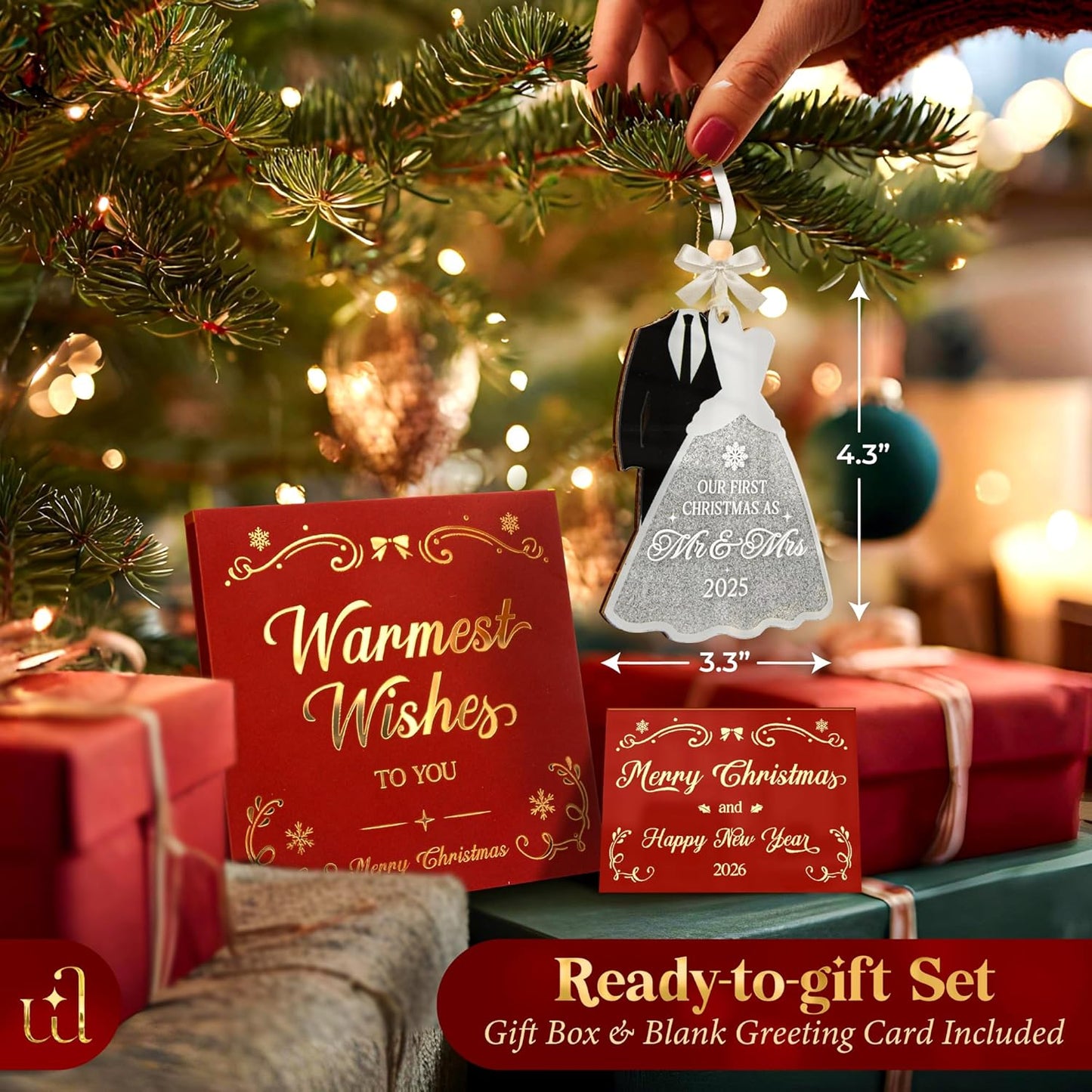 Our First Christmas As Mr and Mrs 2025 - Just Married Ornaments, Wedding Ornament for Couple, Unique Wedding Gifts for Bride and Groom, 1st Married Newlywed Christmas Ornaments 2025