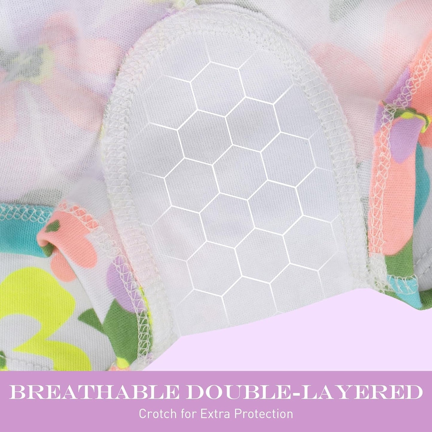 BIG ELEPHANT 10 Pack Toddler Girls' Underwear Boxer Briefs，100% Cotton Super Soft Breathable Panties (3T-10Y)