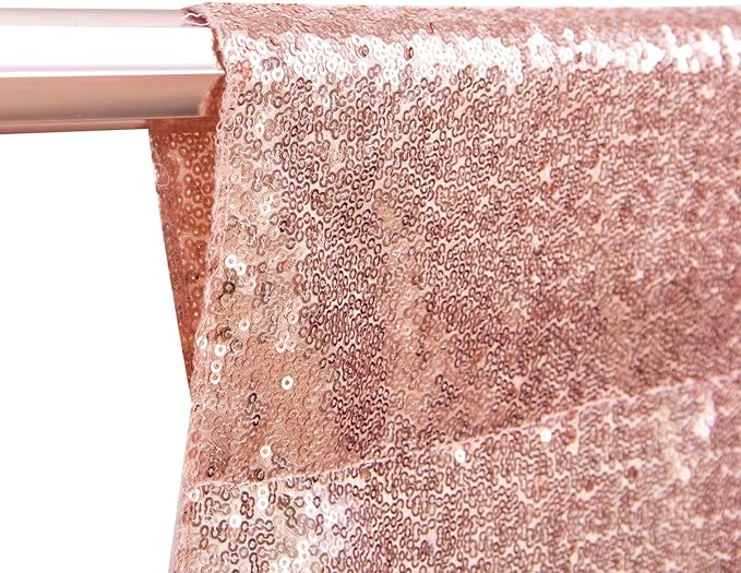 Juya Delight 6FT X 8FT Non-Transparent Sequin Photography Background Backdrop Curtain for Birthday Party Wedding Festival Ceremony (Rose Gold)