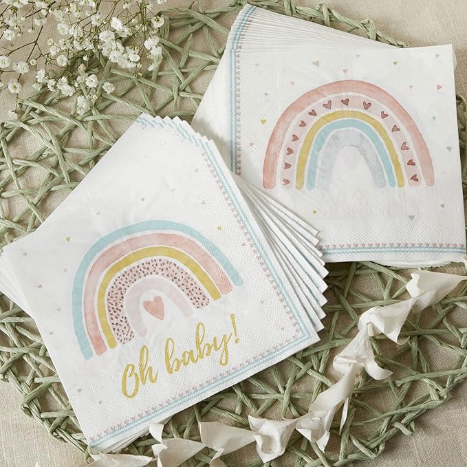 Kate Aspen Boho Rainbow Baby Shower Decorations, One Size, 62 Pc Party Tableware Kit