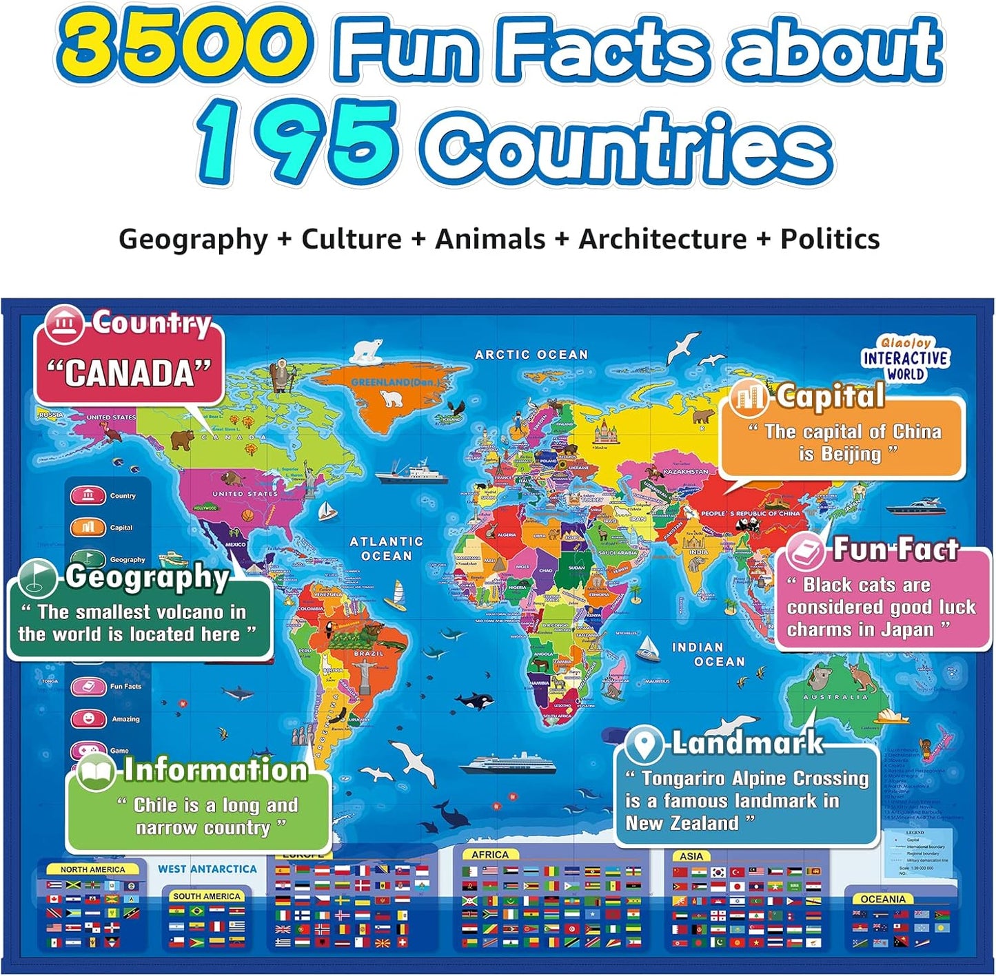 Bilingual Interactive for Kids Talking USA Map World Map for Kids Learning, Geography Toys Games Educational Electronic Map Personalized Gift/Toys for 4 5 6 7 8 9 10 Year Old Girls/Boys