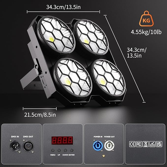 Stage Lights, 4X100W COB Spotlight LED Par Can Retro Lights, 2 in 1 Cool White & Warm White DMX512 Sound Activated Blinder Uplights for Events Parties Wedding Church Concert Studio Show Dance - 4Packs