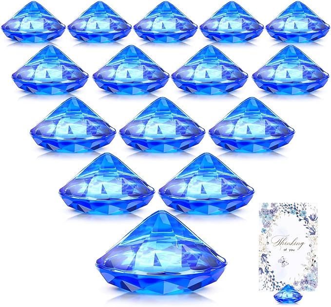 Boao 24 Pack Diamond Place Card Holders Acrylic Table Number Holder Card Stands Crystal Diamond Party Decorations Favor for Weddings Home Table(Dark Blue)