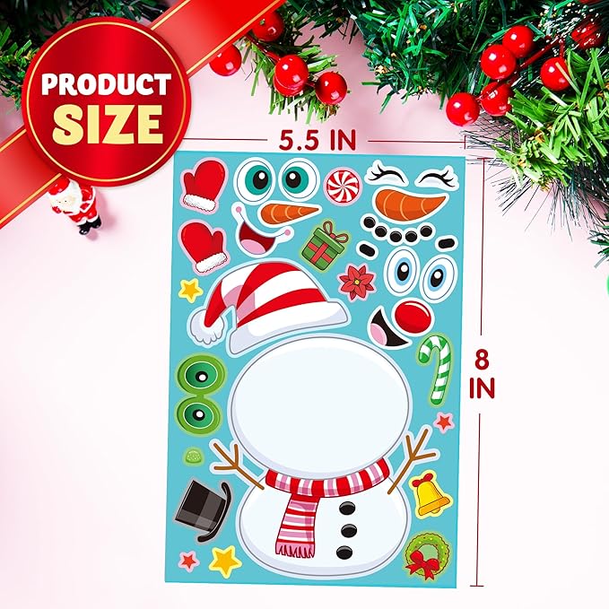 JOYIN 24 Pcs Christmas Make-a-face Stickers, Make Your Own Characters Mix and Match Sticker Sheets with Santa Claus, Snowman, Reindeer, Elf for Kids Party Favors, Holiday Presents, Class Activities