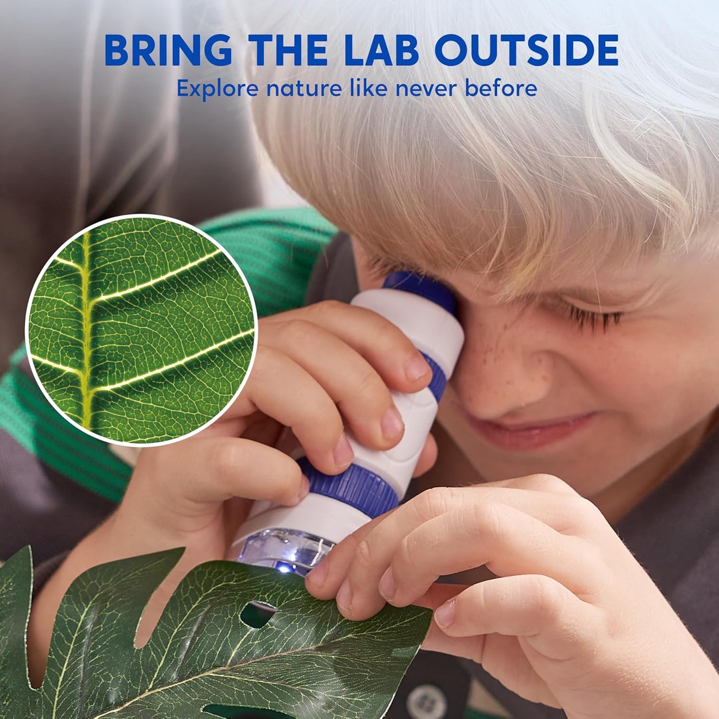 Klever Kits Microscope Explorer Set for Kids, 2 in 1 Science Experiment Toy with Portable Microscope and 12 Specimen Slides, 60X-180X, Educational Toys for Kids Aged 5+