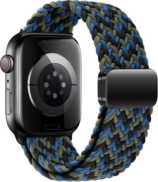Mazoft Braided Bands With Magnetic Clasp Compatible with Apple Watch Band 38mm 40mm 41mm 42mm 44mm 45mm 46mm 49mm；Soft Nylon Sport Loop Strap for iWatch Series Ultra 2&1 10 9 8 7 6 SE 5 4 3 Women Men