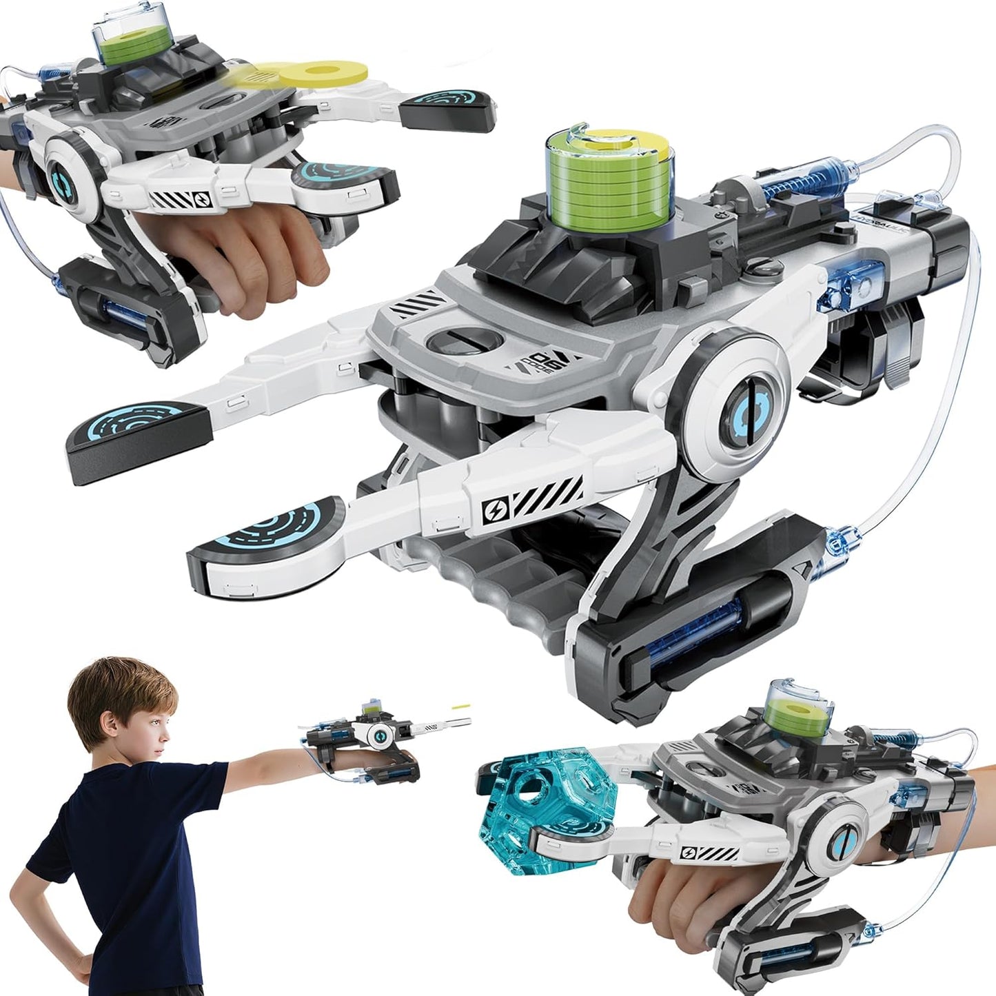 SMIESSKIDDO Hydraulic Robotic Arm - 106 Pcs Dual-Mode STEM Toy for Kids 8-12, Build & Launch Flying Disc | No Batteries, Safe Engineering Science Kit, Model Kits Gift for Boys & Girls 9 10 11