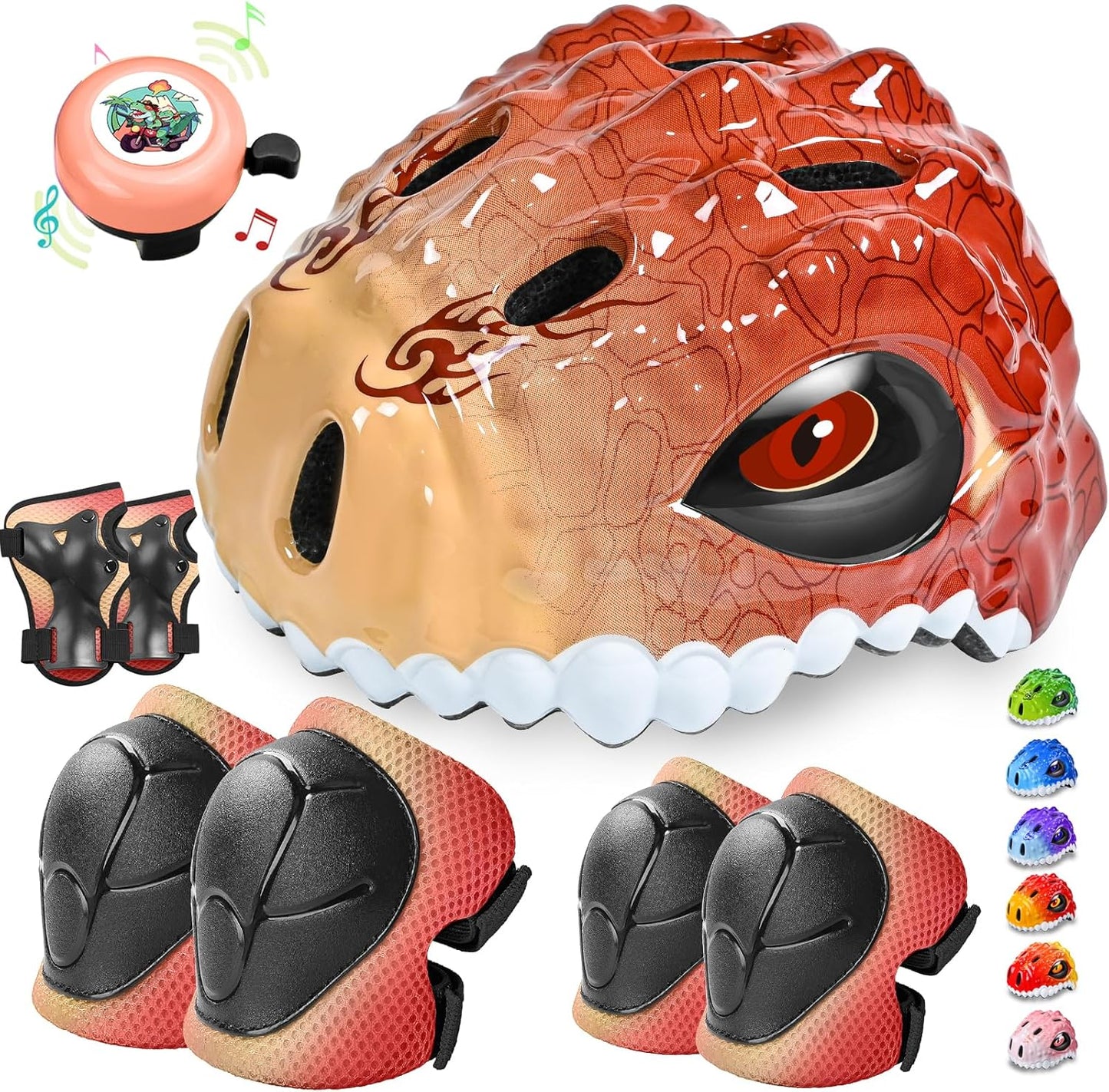 Toddler/Kids Bike Helmet Set for Boys Girls 3D Adjustable Kids Helmet Protective Gear Set Knee Elbow Wrist Pads and Multi-Sports Skateboard Scooter Cycling Roller Balance Bike