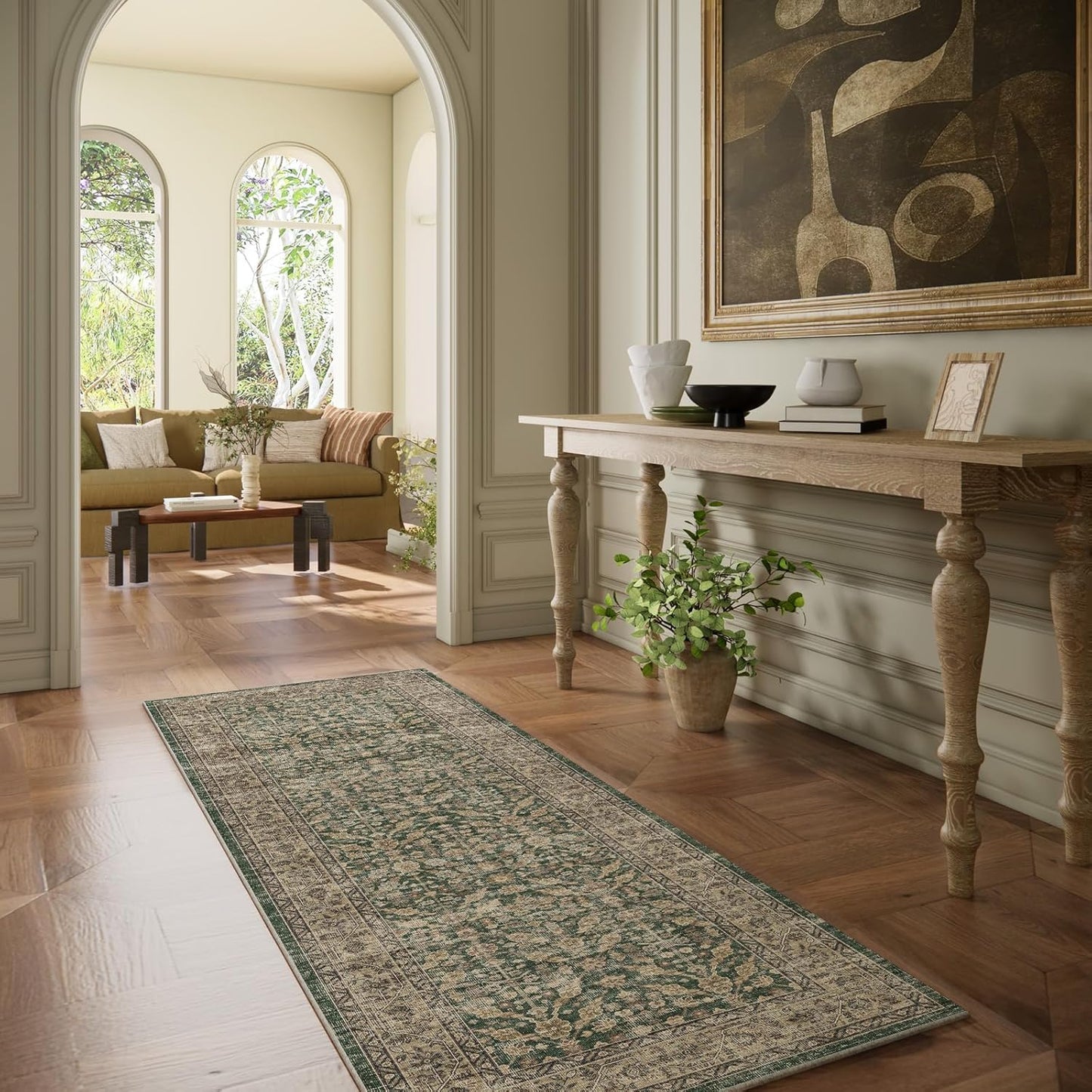 Machine Washable Hallway Runner Rugs: 2'x6' Kitchen Rug Stain Resistant Non Slip Low Pile Soft Carpet Runners for Hallways Indoor Entryway Kitchen Laundry Room Bedroom Bathroom Farmhouse