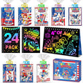 Party Favors for Kids: 24 Pack 4th of July Rainbow Scratch Art Notebook Classroom Supplies Bulk for Girls Boys Goodie Bags Stuffers, Independence Day Party Gift Kid Crafts