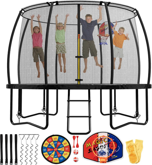 LotFun Kids Trampoline, 36 Inch Round, Indoor Outdoor with Basketball Hoop, 55 lb Weight Capacity
