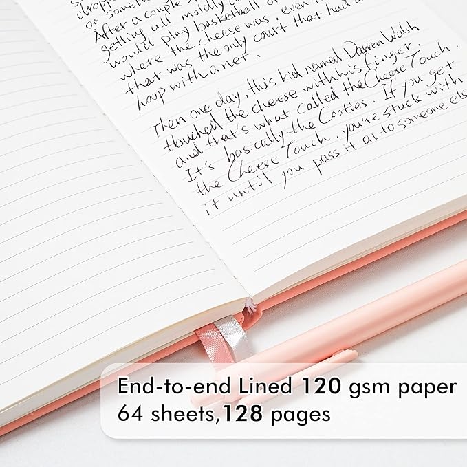 feela 5 Pack Notebooks Journals Bulk, Hardcover Classic Ruled Lined Journals with Pen Holder for Women Girls School Business Supplies, with 5 Black Pens, 120 GSM, 5.1”x8.3”, A5, Mild Colors