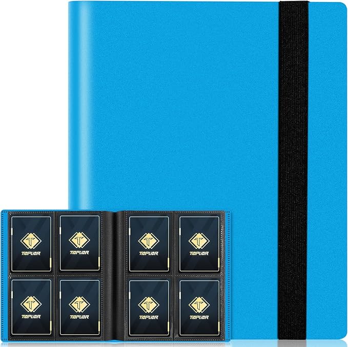 4 Pocket Card Binder for Trading Card, 160 PockeCard Folder Ablum for Cards Collection for Sports Cards, Baseball Cards, Game Cards, Mini TCG Binder Fit for MTG, Gift for Card Collector (Blue)