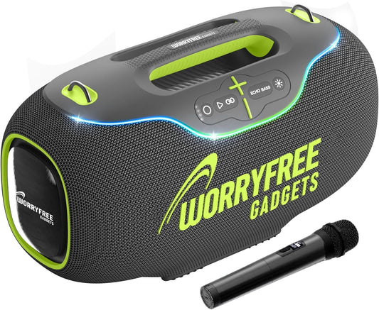 350W Wireless Bluetooth Speaker, 24Hrs Playtime, RGB Lights, Mic with EQ & Volume Control, 10M Range (Gray)