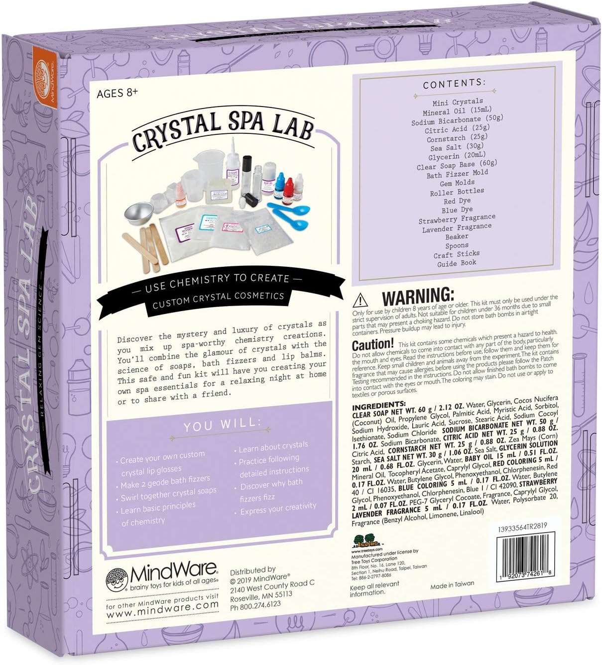 MindWare Science Academy Crystal Spa lab - Kids & Teens Create 3 spa Gifts with Our 19pc Science kit – A Creative DIY Chemistry kit for Both Boys & Girls – Great Gift for Children & Teenagers