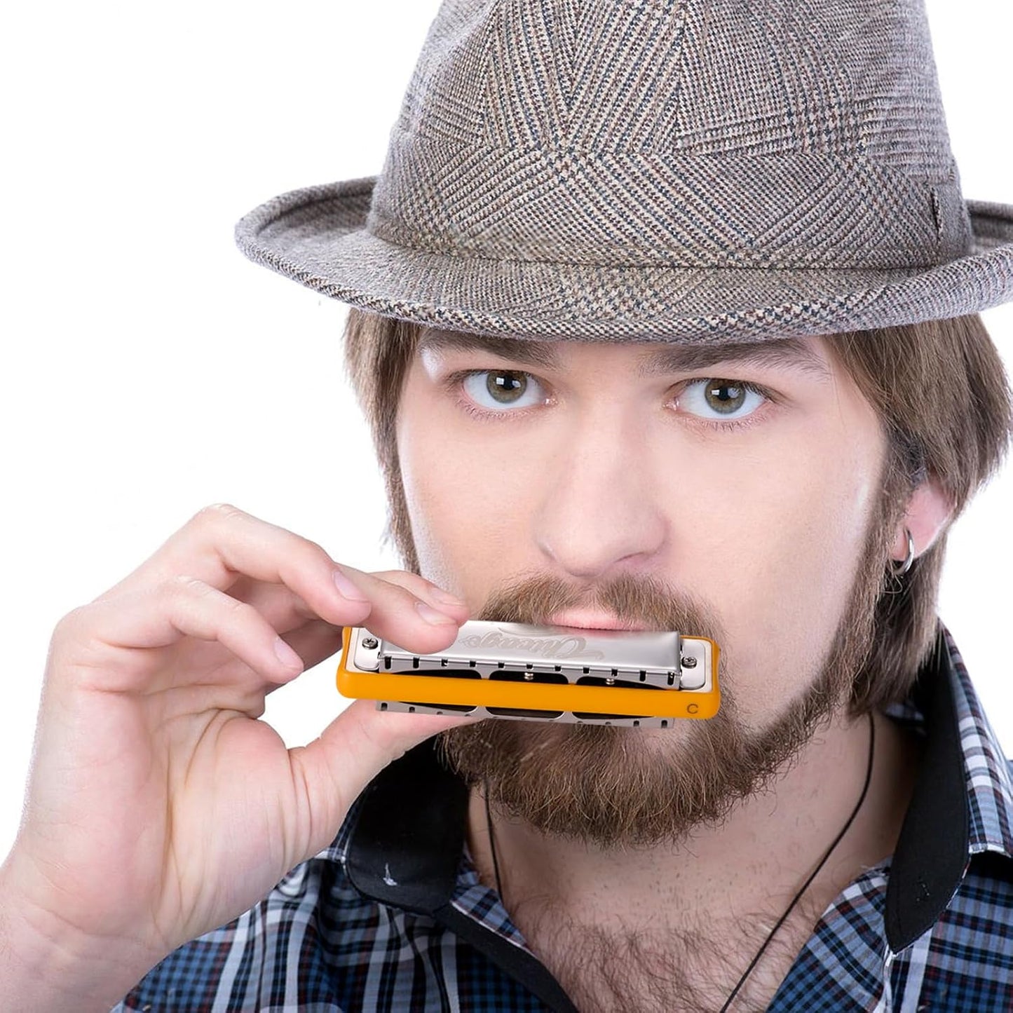 Harmonica JDR Blues key of E 10 Holes 20 Tones Harps Armonica for Adults Kids Professional Beginners Mini Mouth Organ with Case Chicago